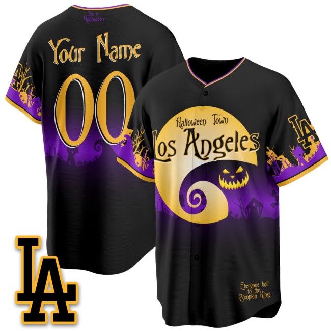 Los Angeles Dodgers Halloween Town Limited Custom Stitched Baseball Jersey - Black