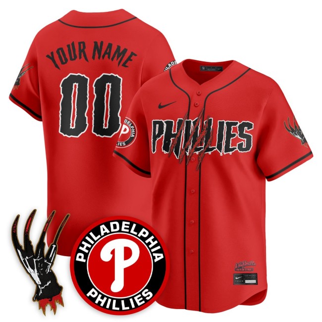 Philadelphia Phillies 'A Nightmare on Elm Street' Custom Nike Stitched Baseball Jersey - Red