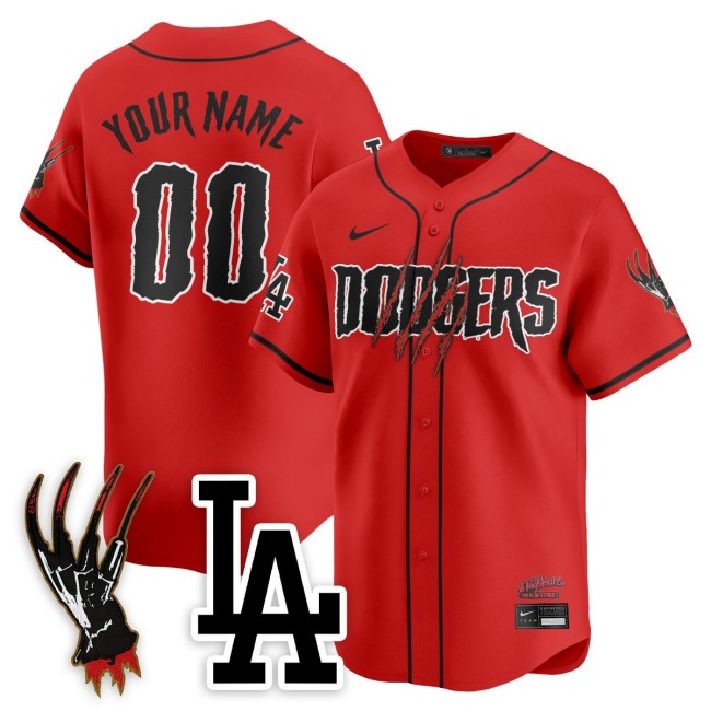 Los Angeles Dodgers 'A Nightmare on Elm Street' Custom Nike Stitched Baseball Jersey - Red