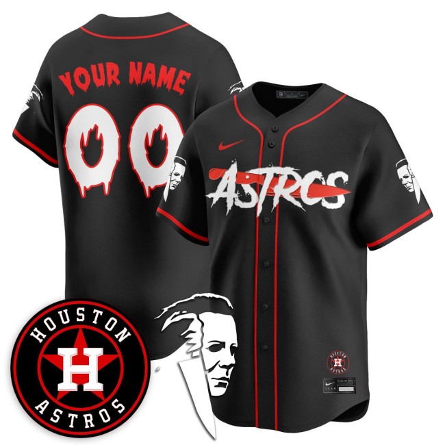 Houston Astros 'Michael Myers' Limited Custom Nike Stitched Baseball Jersey - Black Red