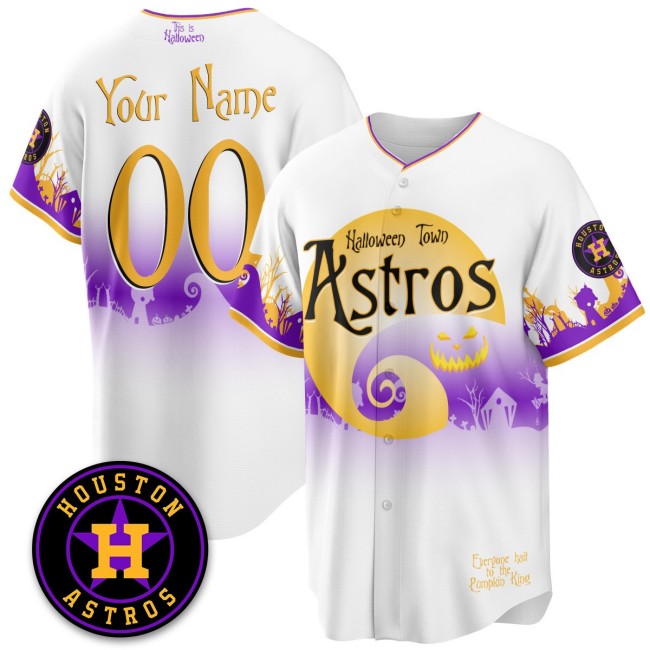 Houston Astros 'Halloween Town' Limited Custom Stitched Baseball Jersey - White