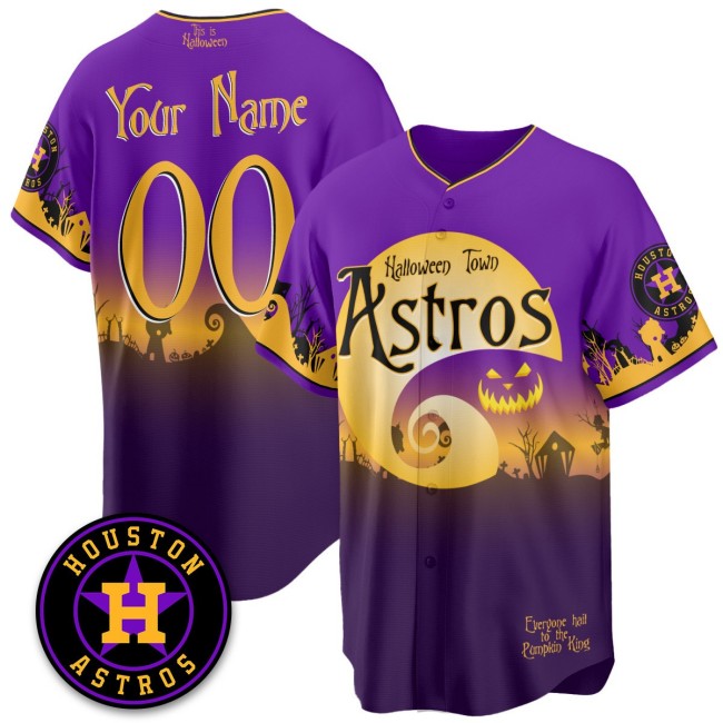 Houston Astros 'Halloween Town' Limited Custom Stitched Baseball Jersey - Purple