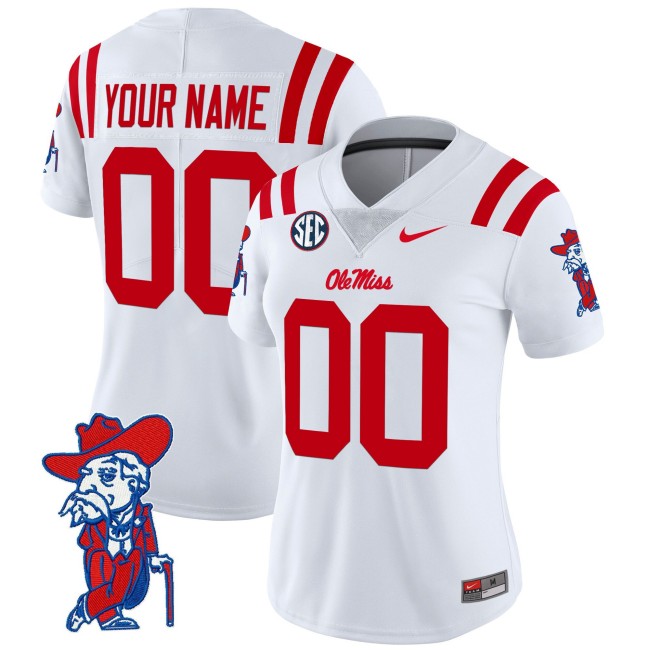Ole Miss Rebels 2025 Football Nike Vapor Limited Custom Jersey - White