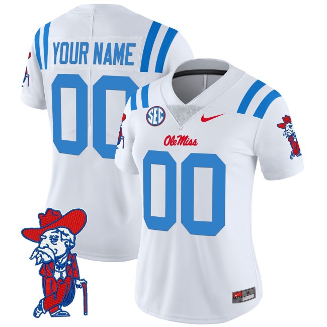Ole Miss Rebels 2025 Football Nike Vapor Limited Custom Jersey - White Limited