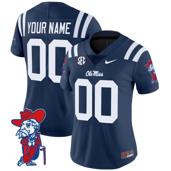 Ole Miss Rebels 2025 Football Nike Vapor Limited Custom Jersey - Navy