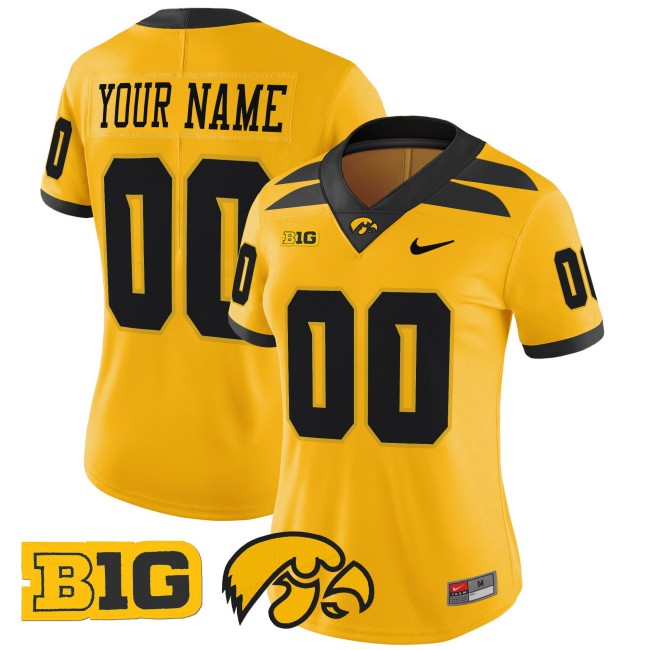 Iowa Hawkeyes 2025 Football Nike Vapor Limited Custom Jersey - Gold