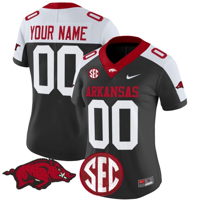 Arkansas Razorbacks Football Nike Vapor Limited Custom Jersey - Black Alternate
