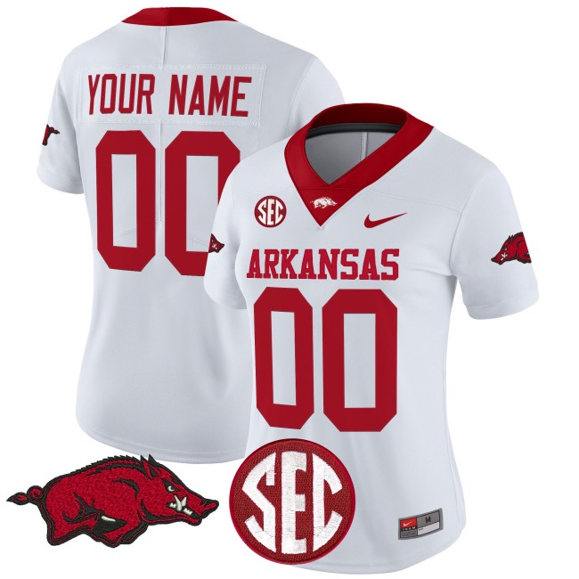 Arkansas Razorbacks Football Nike Vapor Limited Custom Jersey - White
