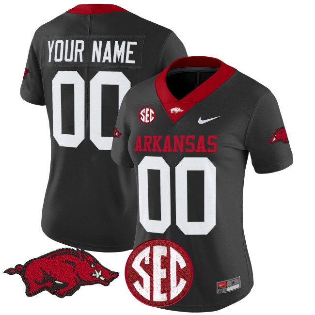 Arkansas Razorbacks Football Nike Vapor Limited Custom Jersey - Black