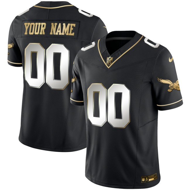 Eagles Throwback Kelly F.U.S.E. Vapor Limited Stitched Football Custom Jersey - Black Limited Gold