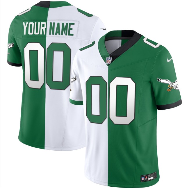 Eagles Throwback Kelly F.U.S.E. Vapor Limited Stitched Football Custom Jersey - Split Kelly White Green