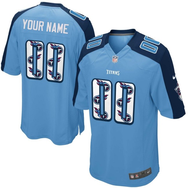 Tennessee Titans Custom Blue Team Logo Nike NFL Game Jersey - All Stitched