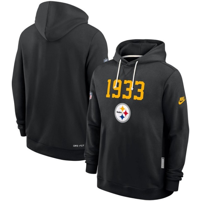 Men's Pittsburgh Steelers Black 1933 Throwback Nike Pullover Hoodie - All Stitched