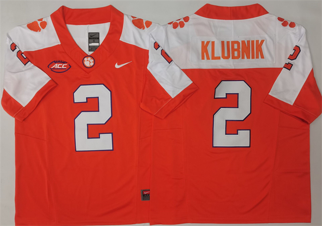 Men's Clemson Tigers #2 Cade Klubnik Orange_White F.U.S.E. Stitched Football Jersey