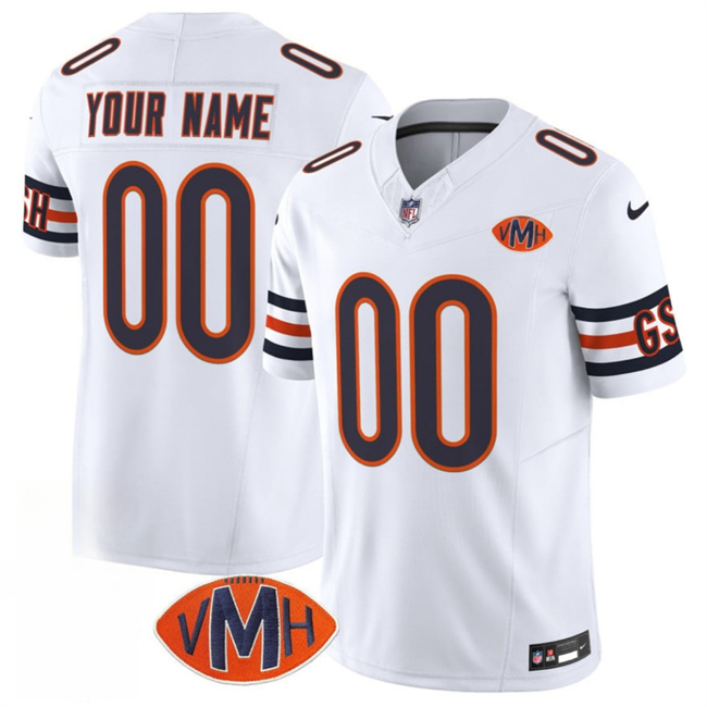 Chicago Bears Custom White 2025 F.U.S.E. With VMH Patch Vapor Untouchable Limited Stitched Football Jersey