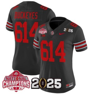 Women's Ohio State 614 Buckeyes 'Heritage Stripe' 2025 CFP Final With National Champions Patch Vapor Limited Jersey - Black