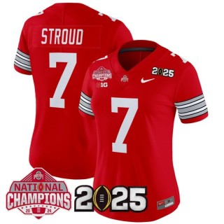 Women's Ohio State Buckeyes #7 C.J. Stroud 'Heritage Stripe' 2025 CFP Final With National Champions Patch Vapor Limited Jersey - Scarlet
