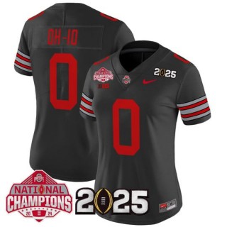 Women's Ohio State Buckeyes #0 OH-IO 'Heritage Stripe' 2025 CFP Final With National Champions Patch Vapor Limited Jersey - Black