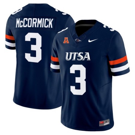 Men's UTSA Roadrunners #3 Sincere McCormick 2025 Vapor Limited Stitched Football Jersey - Navy