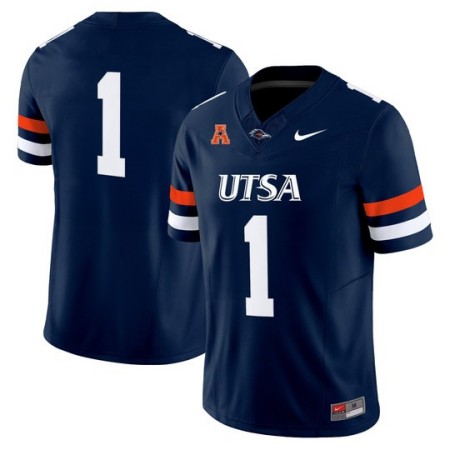Men's UTSA Roadrunners #1 Team 2025 Vapor Limited Stitched Football Jersey - Navy