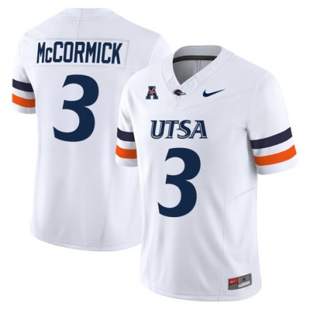 Men's UTSA Roadrunners #3 Sincere McCormick 2025 Vapor Limited Stitched Football Jersey - White