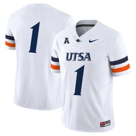 Men's UTSA Roadrunners #1 Team 2025 Vapor Limited Stitched Football Jersey - White