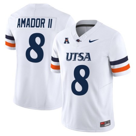 Men's UTSA Roadrunners #8 David Amador II 2025 Vapor Limited Stitched Football Jersey - White