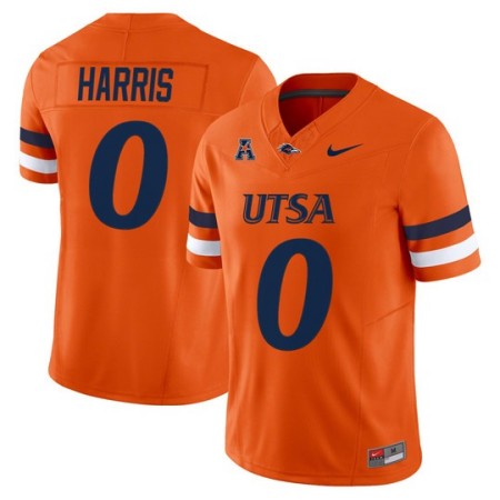 Men's UTSA Roadrunners #0 Frank Harris 2025 Vapor Limited Stitched Football Jersey - Orange