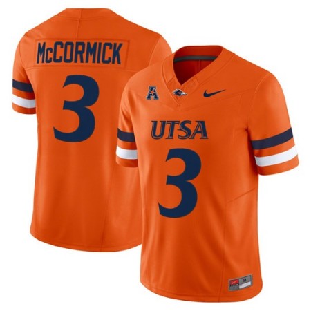 Men's UTSA Roadrunners #3 Sincere McCormick 2025 Vapor Limited Stitched Football Jersey - Orange