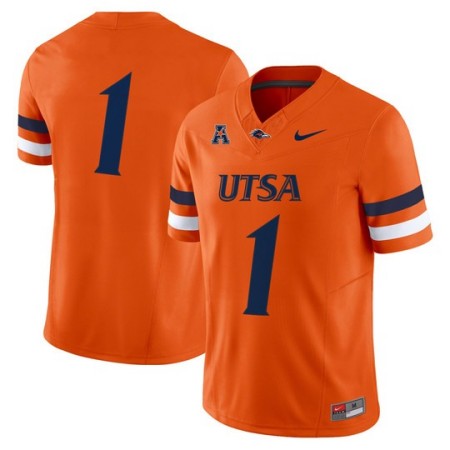Men's UTSA Roadrunners #1 Team 2025 Vapor Limited Stitched Football Jersey - Orange