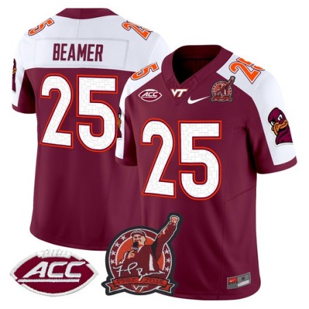 Men's Virginia Tech Hokies #25 Frank Beamer Coach Frank Beamer Patch 2025 Vapor Limited Jersey - Maroon Alternate