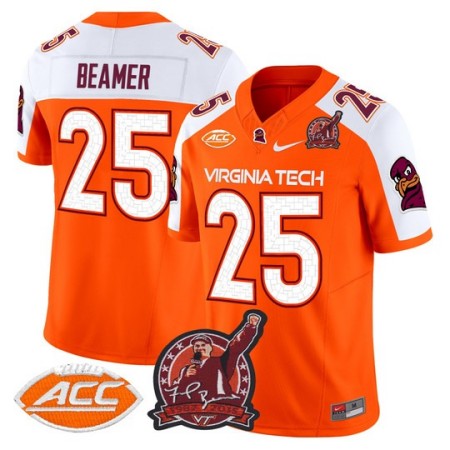 Men's Virginia Tech Hokies #25 Frank Beamer Coach Frank Beamer Patch 2025 Vapor Limited Jersey - Orange Alternate