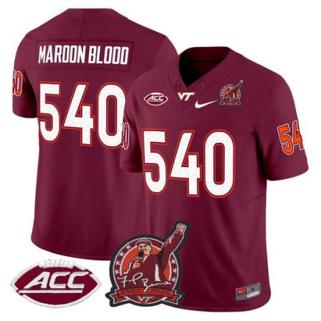 Men's Virginia Tech Hokies #540 Maroon Blood Coach Frank Beamer Patch 2025 Vapor Limited Jersey - Maroon