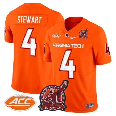 Men's Virginia Tech Hokies #4 Terion Stewart Coach Frank Beamer Patch 2025 Vapor Limited Jersey - Orange