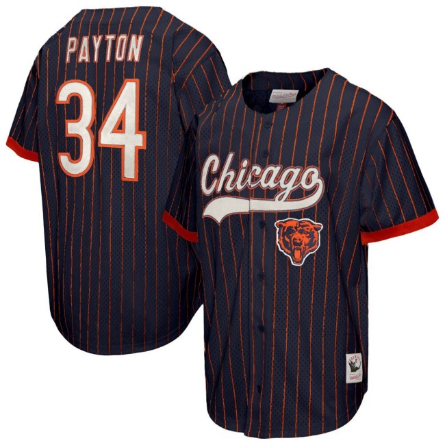 Men's Chicago Bears #34 Walter Payton Pinstripe Throwback Stitched Baseball Jersey