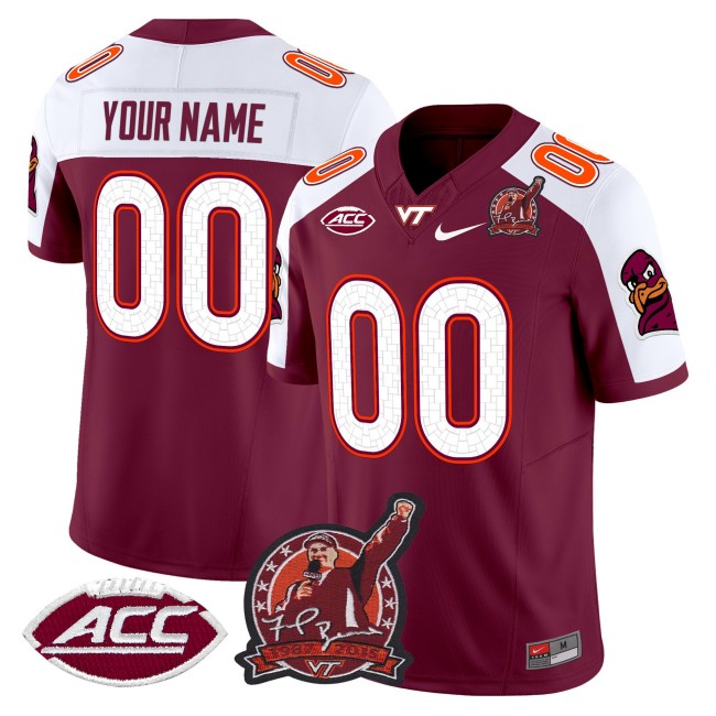 Virginia Tech Hokies Custom Coach Frank Beamer Patch 2025 Vapor Limited Stitched Football Jersey - Maroon Alternate