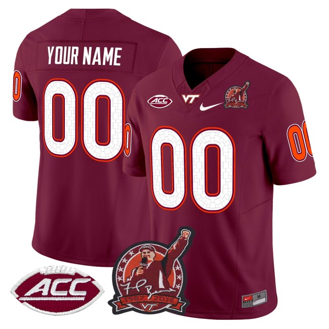 Virginia Tech Hokies Custom Coach Frank Beamer Patch 2025 Vapor Limited Stitched Football Jersey - Maroon