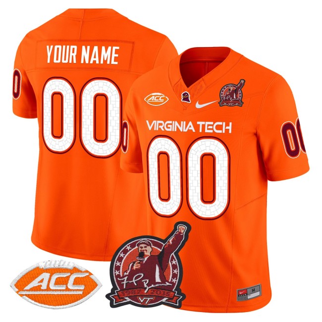 Virginia Tech Hokies Custom Coach Frank Beamer Patch 2025 Vapor Limited Stitched Football Jersey - Orange