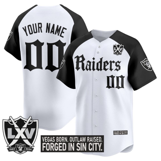 Las Vegas Raiders 'Gothic Sin City Shadows Edition' Vapor Baseball Custom Stitched Jersey - White Black