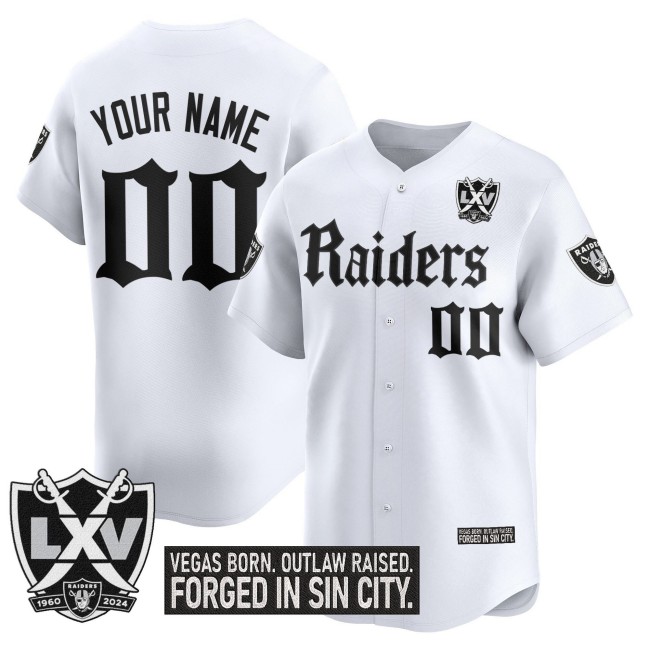 Las Vegas Raiders 'Gothic Sin City Shadows Edition' Vapor Baseball Custom Stitched Jersey - White