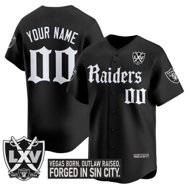Las Vegas Raiders 'Gothic Sin City Shadows Edition' Vapor Baseball Custom Stitched Jersey - Black