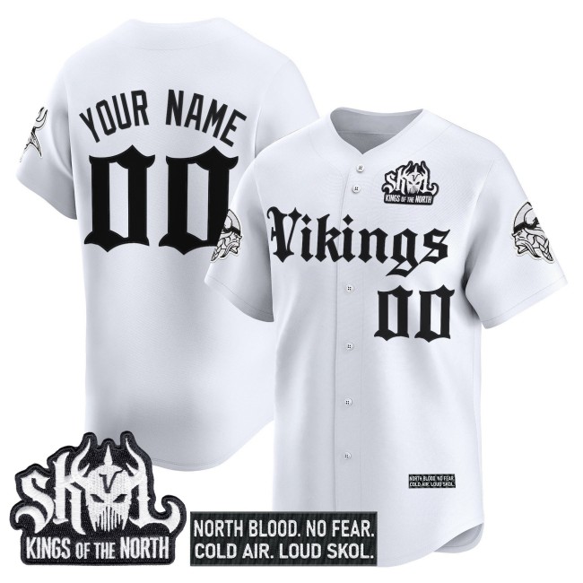 Minnesota Vikings Custom 'Gothic Norseblood Edition' Vapor Stitched Baseball Jersey - White