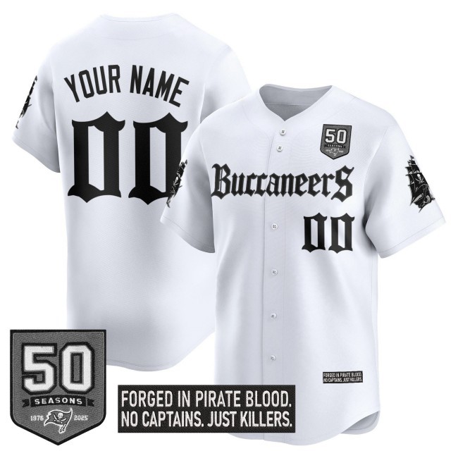Tampa Bay Buccaneers Custom 'Gothic Pirate Shadows Edition' Vapor Stitched Baseball Jersey - White