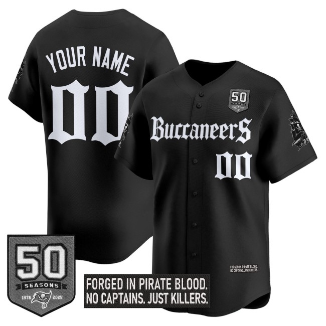Tampa Bay Buccaneers Custom 'Gothic Pirate Shadows Edition' Vapor Stitched Baseball Jersey - Black