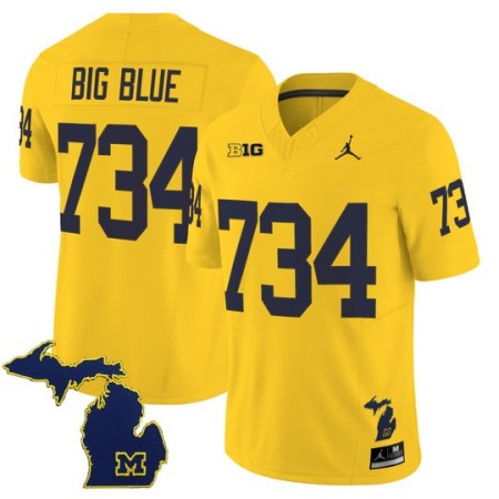 Men's Michigan Wolverines 734 Big Blue F.U.S.E. 2025 With State Map Patch Vapor Limited Jersey - Maize