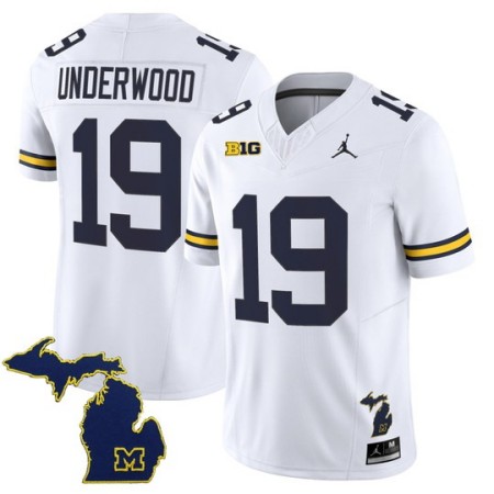 Men's Michigan Wolverines #19 Bryce Underwood F.U.S.E. 2025 With State Map Patch Vapor Limited Jersey - White