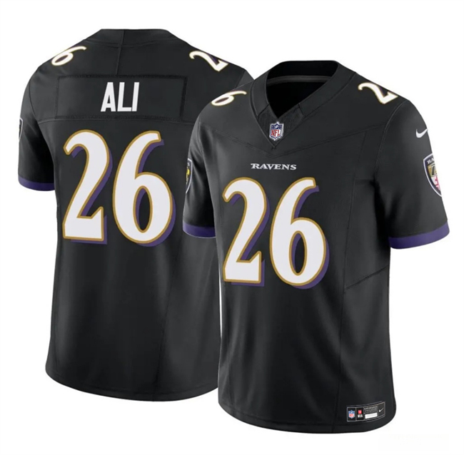 Men's Baltimore Ravens #26 Rasheen Ali Black 2025 F.U.S.E Vapor Limited Football Jersey