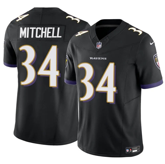 Men's Baltimore Ravens #34 Keaton Mitchell Black 2025 F.U.S.E Vapor Limited Football Jersey