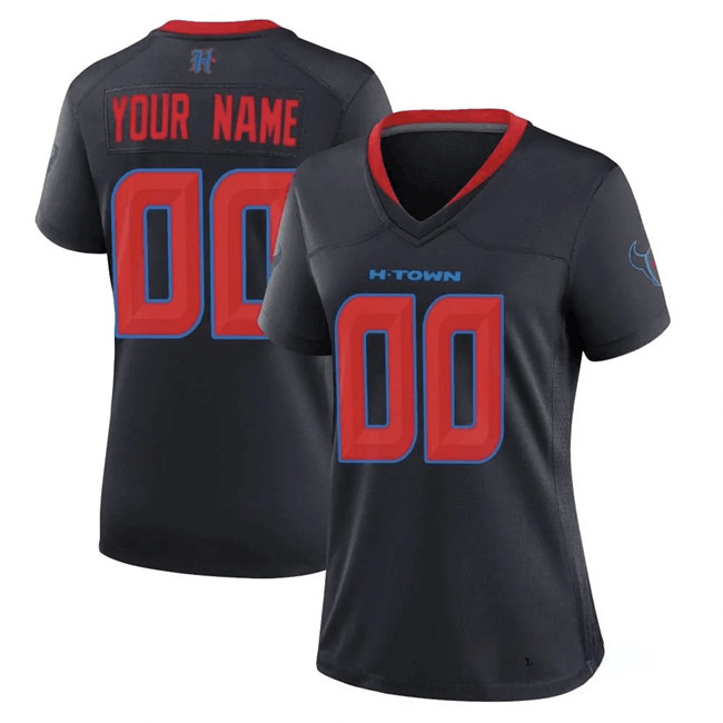 Women's Houston Texans Custom Navy 2024 2nd Alternate Limited Football Stitched Game Jersey(Run Small)