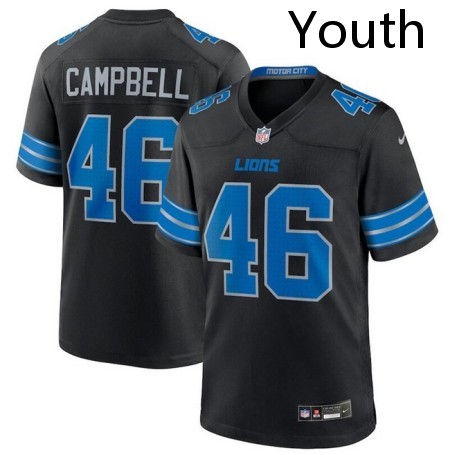 Youth Detroit Lions #46 Jack Campbell Black 2nd Alternate Nike Vapor Limited Stitched Limited  Jersey
